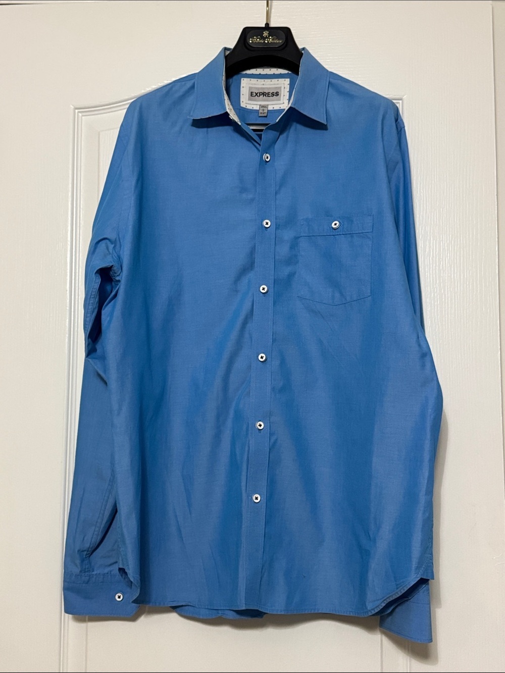 Express Men's Bright Blue Long-Sleeve Dress Shirt